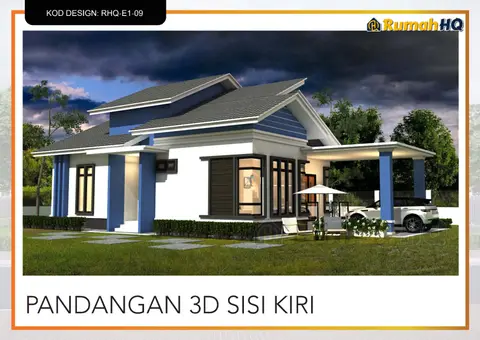 3D view 3 of 5, house RHQ-E1-09 — Bungalow · 1 storey · 4 bed · 3 bath