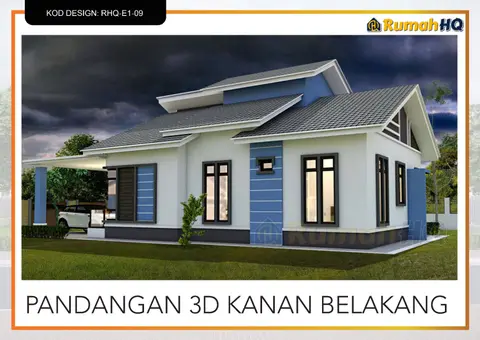 3D view 4 of 5, house RHQ-E1-09 — Bungalow · 1 storey · 4 bed · 3 bath