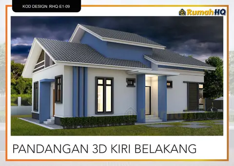 3D view 5 of 5, house RHQ-E1-09 — Bungalow · 1 storey · 4 bed · 3 bath