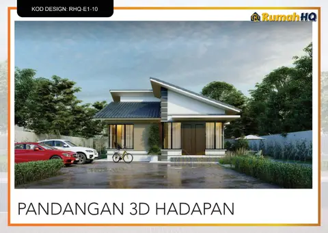 3D view 2 of 5, house RHQ-E1-10 — Bungalow · 1 storey · 3 bed · 3 bath