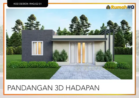 3D view 2 of 5, house RHQ-E2-01 — Mini bungalow · 1 storey · 1 bed · 1 bath