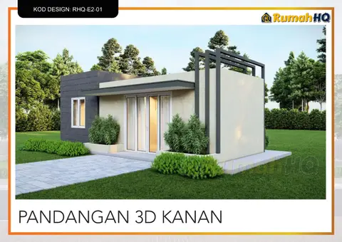 3D view 4 of 5, house RHQ-E2-01 — Mini bungalow · 1 storey · 1 bed · 1 bath