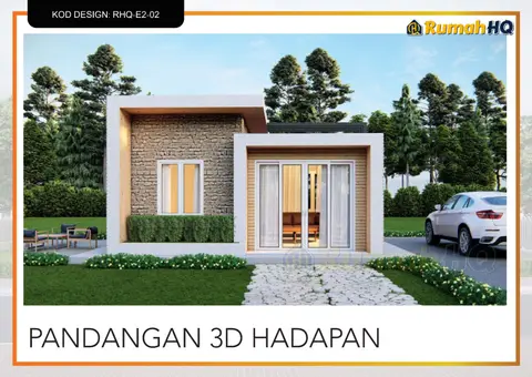 3D view 2 of 5, house RHQ-E2-02 — Mini bungalow · 1 storey · 1 bed · 1 bath