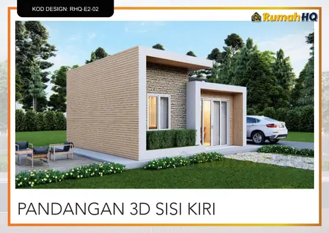 3D view 3 of 5, house RHQ-E2-02 — Mini bungalow · 1 storey · 1 bed · 1 bath