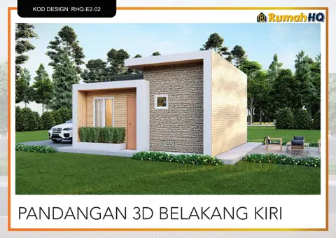 3D view 5 of 5, house RHQ-E2-02 — Mini bungalow · 1 storey · 1 bed · 1 bath