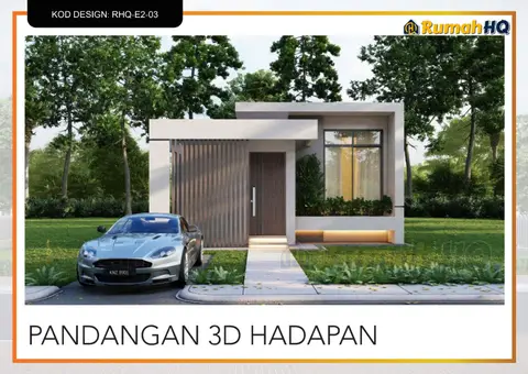 3D view 2 of 5, house RHQ-E2-03 — Mini bungalow · 1 storey · 2 bed · 1 bath
