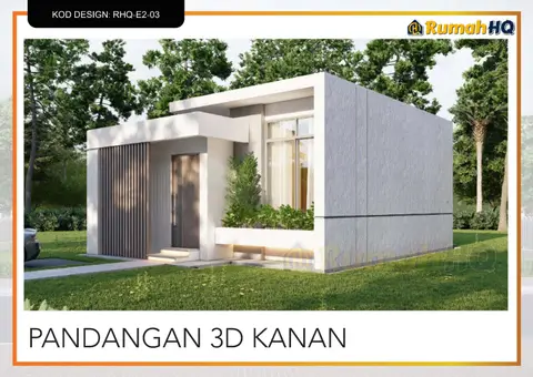 3D view 4 of 5, house RHQ-E2-03 — Mini bungalow · 1 storey · 2 bed · 1 bath