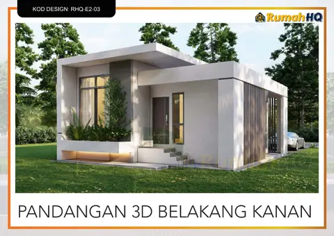 3D view 5 of 5, house RHQ-E2-03 — Mini bungalow · 1 storey · 2 bed · 1 bath
