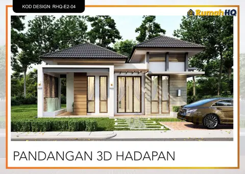 3D view 2 of 5, house RHQ-E2-04 — Mini bungalow · 1 storey · 2 bed · 1 bath