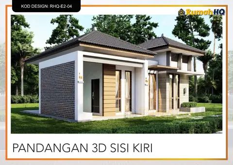 3D view 3 of 5, house RHQ-E2-04 — Mini bungalow · 1 storey · 2 bed · 1 bath