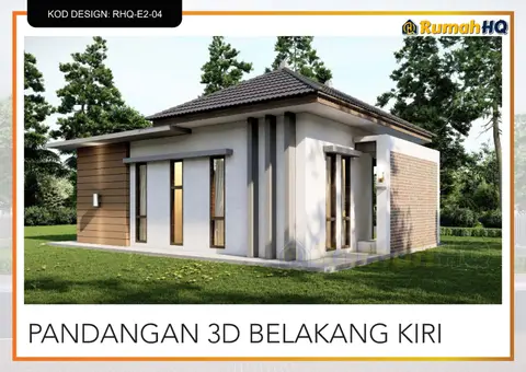 3D view 5 of 5, house RHQ-E2-04 — Mini bungalow · 1 storey · 2 bed · 1 bath