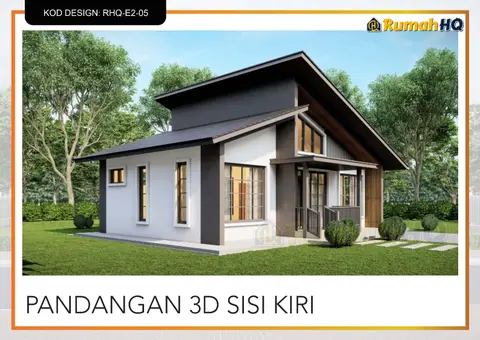 3D view 3 of 5, house RHQ-E2-05 — Mini bungalow · 1 storey · 2 bed · 2 bath