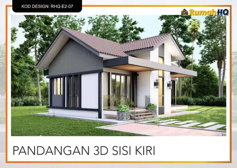 3D view 3 of 5, house RHQ-E2-07 — Mini bungalow · 1 storey · 2 bed · 2 bath