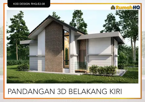 3D view 5 of 5, house RHQ-E2-08 — Mini bungalow · 1 storey · 2 bed · 1 bath