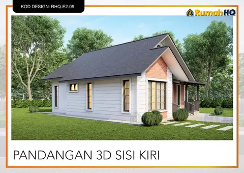 3D view 3 of 5, house RHQ-E2-09 — Mini bungalow · 1 storey · 2 bed · 1 bath