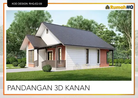 3D view 4 of 5, house RHQ-E2-09 — Mini bungalow · 1 storey · 2 bed · 1 bath