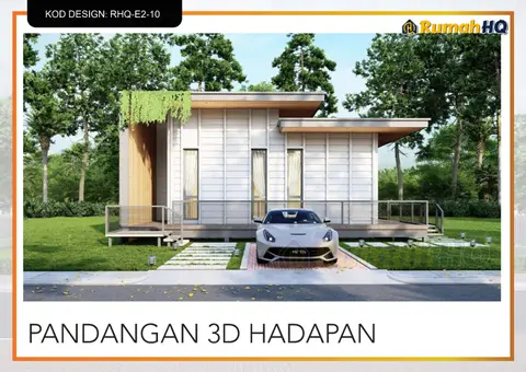 3D view 2 of 5, house RHQ-E2-10 — Mini bungalow · 1 storey · 2 bed · 1 bath
