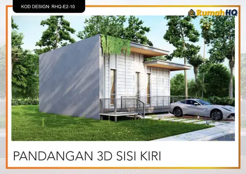 3D view 3 of 5, house RHQ-E2-10 — Mini bungalow · 1 storey · 2 bed · 1 bath