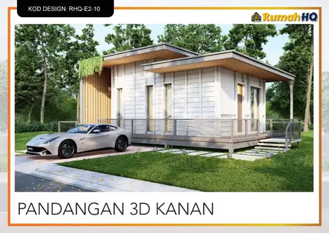 3D view 4 of 5, house RHQ-E2-10 — Mini bungalow · 1 storey · 2 bed · 1 bath