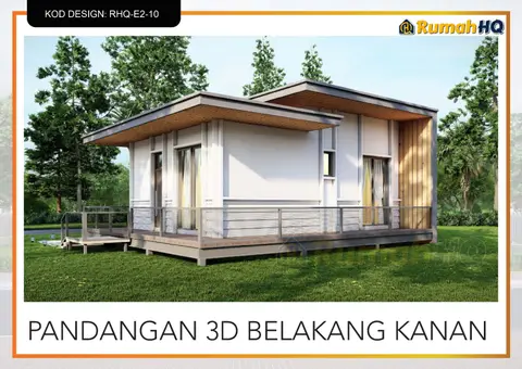3D view 5 of 5, house RHQ-E2-10 — Mini bungalow · 1 storey · 2 bed · 1 bath