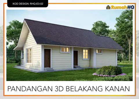 3D view 5 of 5, house RHQ-E3-02 — Mini bungalow · 1 storey · 2 bed · 2 bath