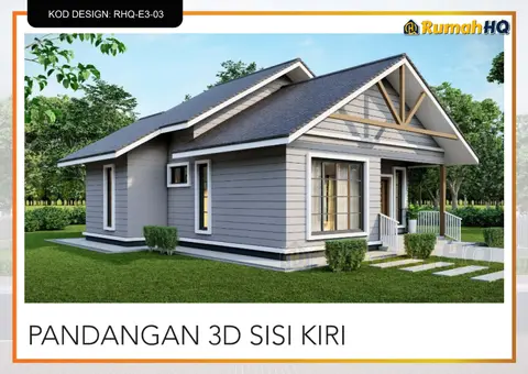 3D view 3 of 5, house RHQ-E3-03 — Mini bungalow · 1 storey · 2 bed · 2 bath