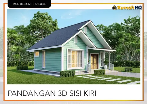3D view 3 of 5, house RHQ-E3-04 — Mini bungalow · 1 storey · 2 bed · 2 bath