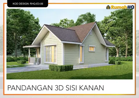 3D view 3 of 5, house RHQ-E3-06 — Mini bungalow · 1 storey · 2 bed · 2 bath