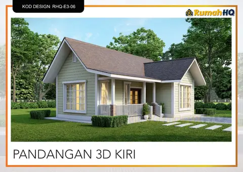 3D view 4 of 5, house RHQ-E3-06 — Mini bungalow · 1 storey · 2 bed · 2 bath