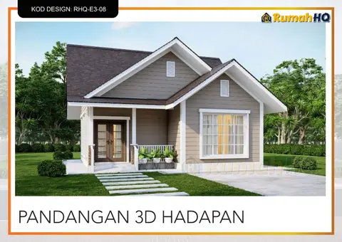 3D view 2 of 5, house RHQ-E3-08 — Mini bungalow · 1 storey · 2 bed · 2 bath