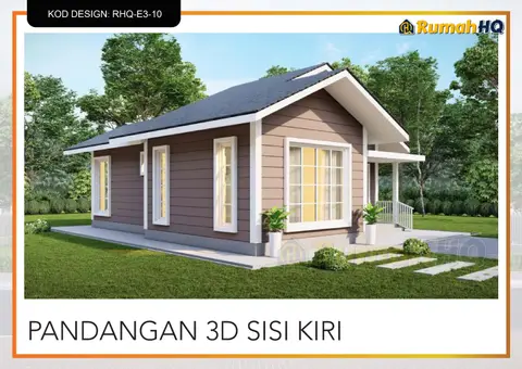 3D view 3 of 5, house RHQ-E3-10 — Mini bungalow · 1 storey · 2 bed · 2 bath
