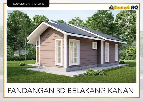 3D view 5 of 5, house RHQ-E3-10 — Mini bungalow · 1 storey · 2 bed · 2 bath