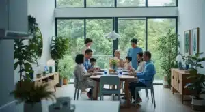 modern home design, family, open plan