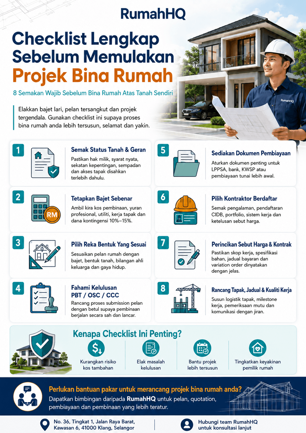 Checklist Lengkap Sebelum Memulakan Projek Bina Rumah: 8 Semakan Wajib Supaya Bajet Tak Lari, Pelan Tak Tersangkut & Rumah Siap Dengan Tenang 28 Checklist Lengkap Sebelum Memulakan Projek Bina Rumah 8 Semakan Wajib Supaya Bajet Tak Lari Pelan Tak Tersangkut Rumah Siap Dengan Tenang