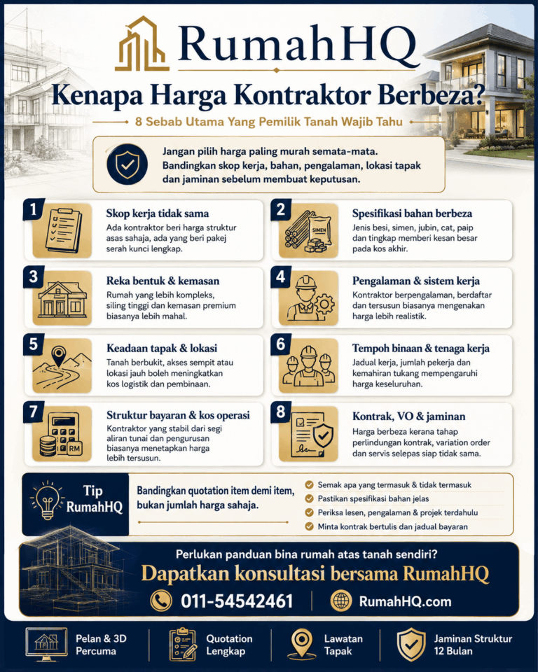 Harga Kontraktor Bina Rumah Tak Sama Ini 8 Punca Sebenar Yang Ramai Pemilik Tanah Terlepas Pandang